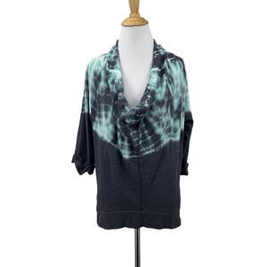 Splendid Sweater Womens XS Extra Small Tie Dye Contrast Split Seam Cowl Neck